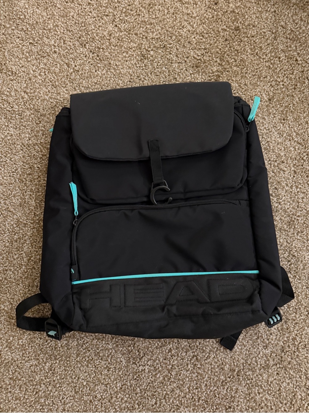 HEAD Black Backpack with Teal Trim